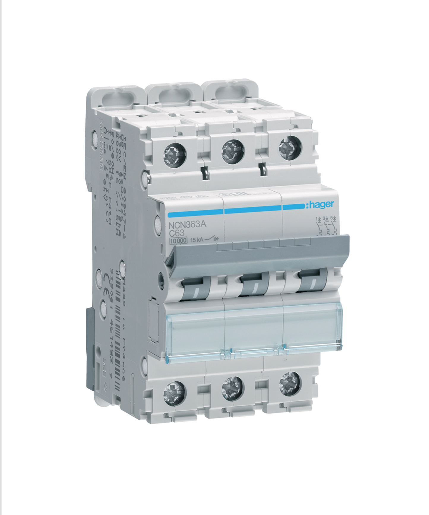 Hager 3-Pole MCB 63A Type C (NCN363A)