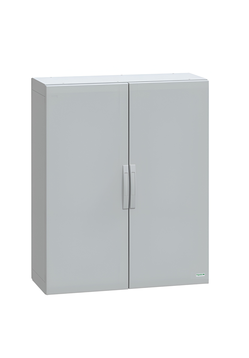 Schneider Thalassa PLA GRP - NSYPLA GRP 1250H x 1000W x 420mmD Floor Standing Enclosure with Double Plain Grey Doors; IP65; RAL7035 - NSYPLA12104G