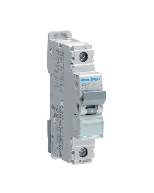 Hager 1-Pole MCB 16A Type C (NCN116A)