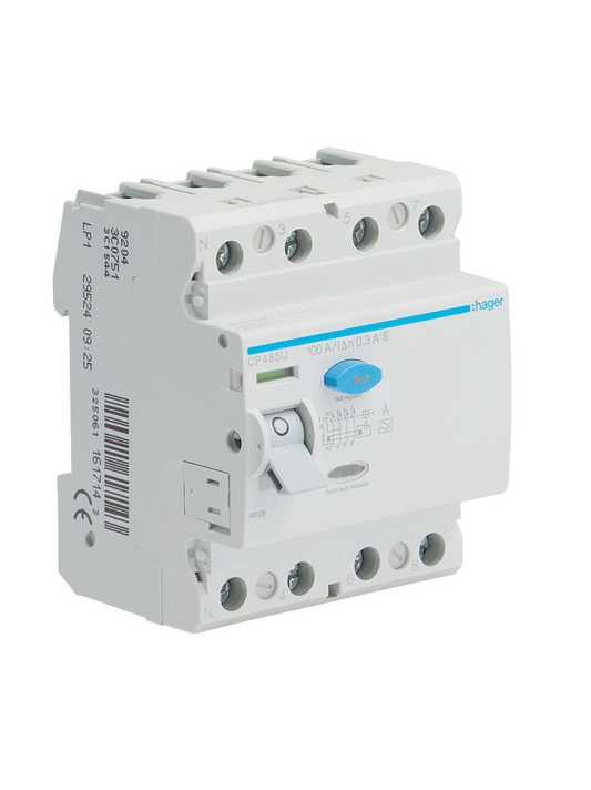 Hager 4-Pole Time Delay RCCB Kit 100A 300mA (JK11004RLD)