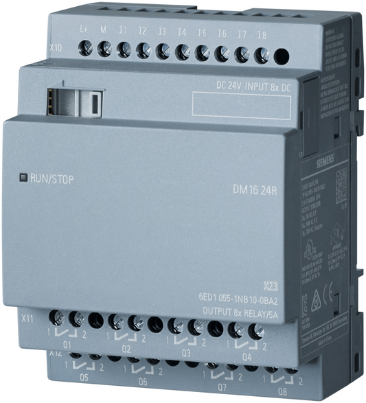 Siemens LOGO! Series I/O module for Use with LOGO! 8, LOGO! 8.2, 24 V dc Supply, Relay Output, 8-Input, Digital Input (6ED1055-1NB10-0BA2)