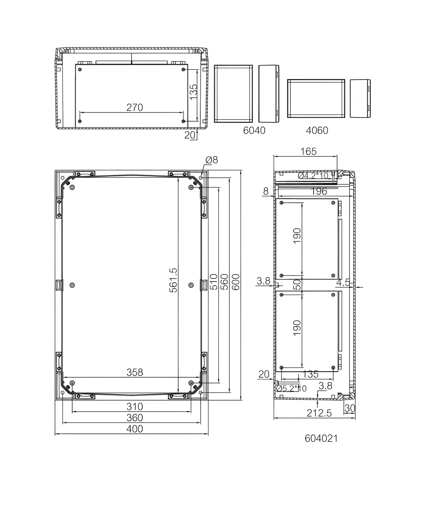 ARCA 604021 Fibox IEC Enclosure | 600x400x210mm IP66 IK10
