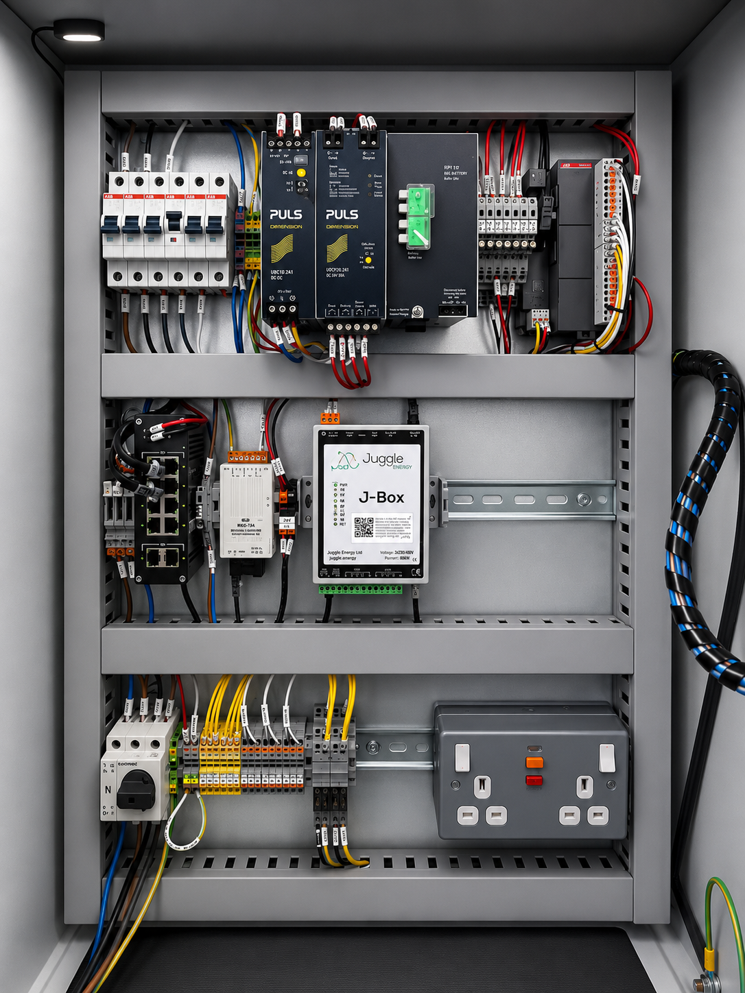 PAD Technology G100 control panel with touchscreen and import export meter
