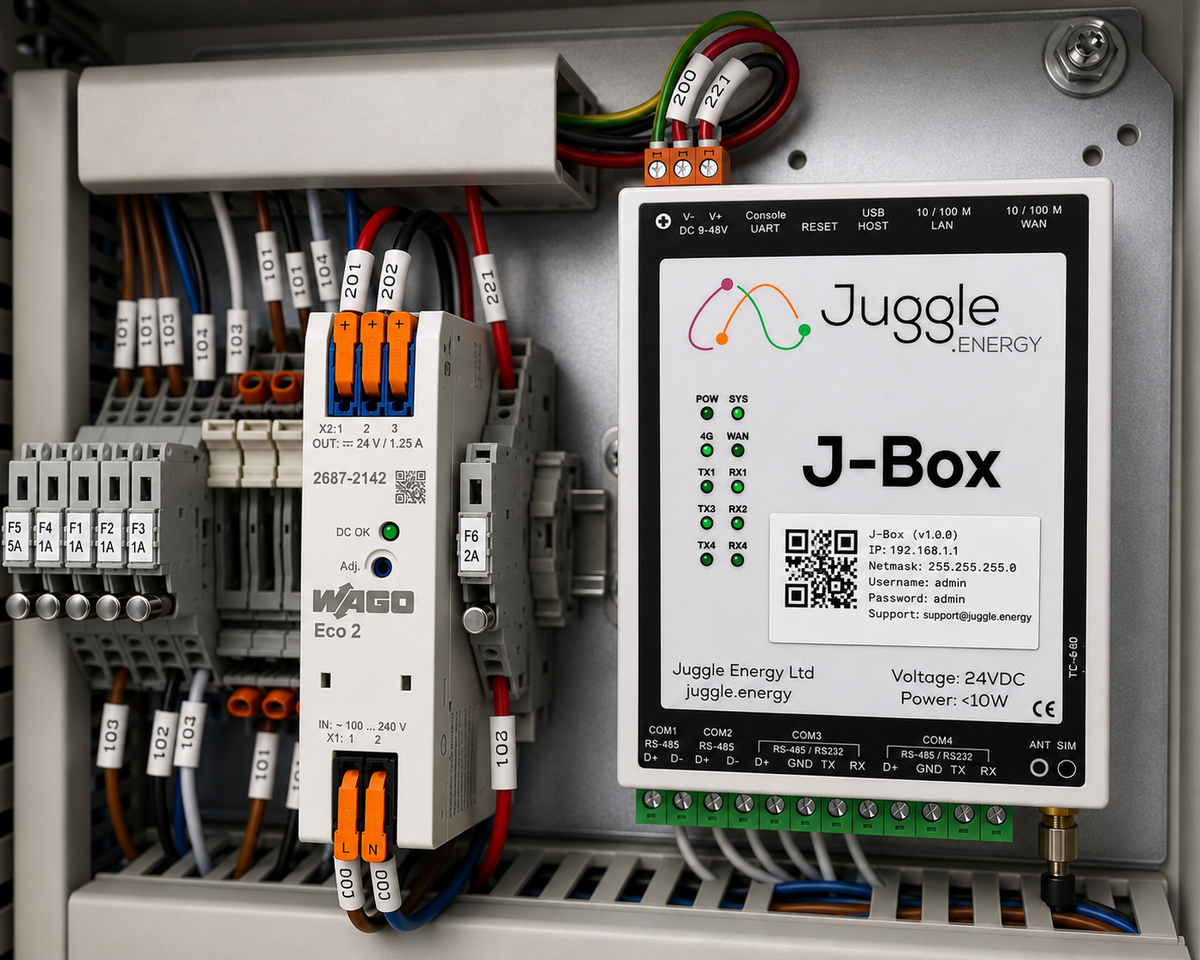 Juggle Energy J-box monitoring hardware