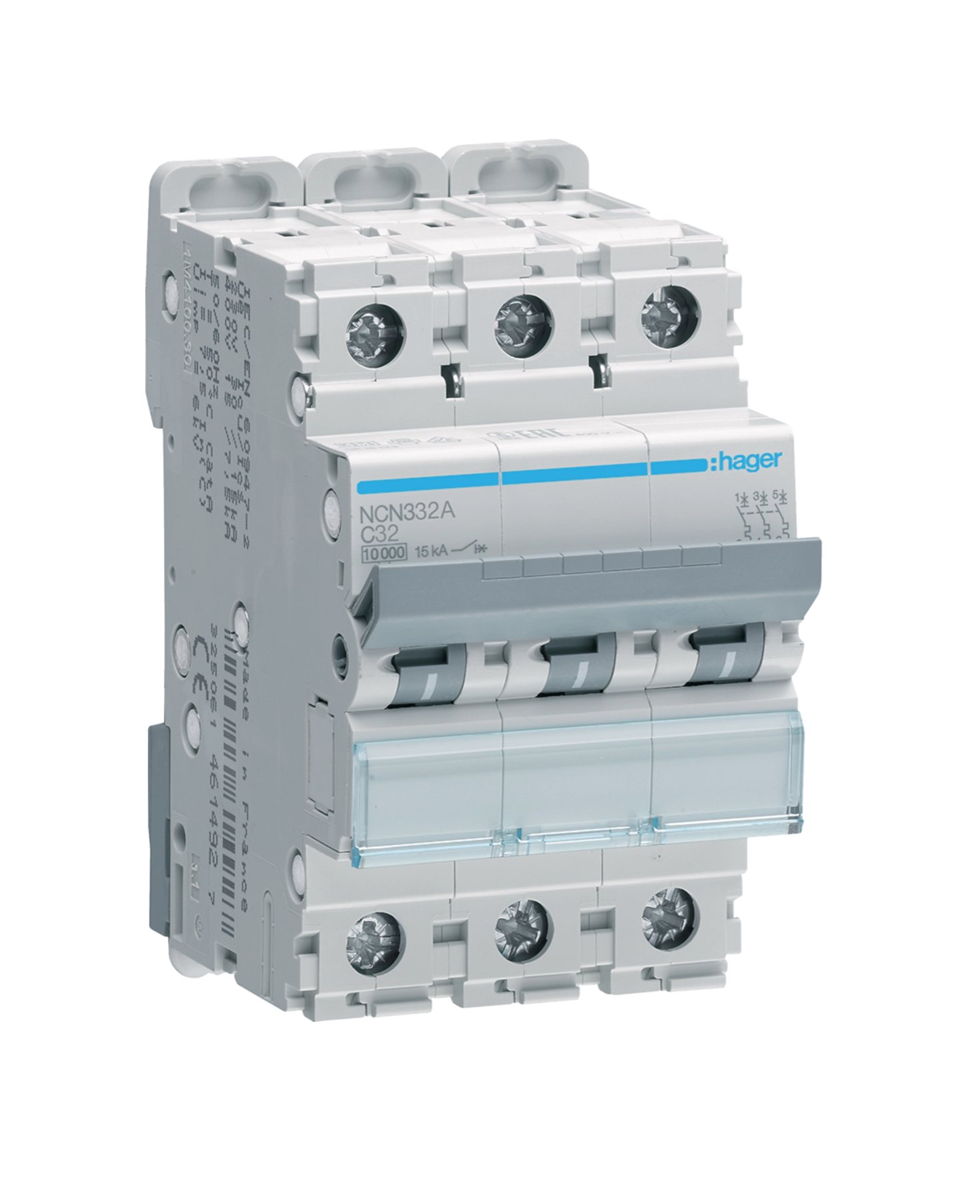 Hager MCB Triple Pole Type C 32A 10kA (NCN332A)
