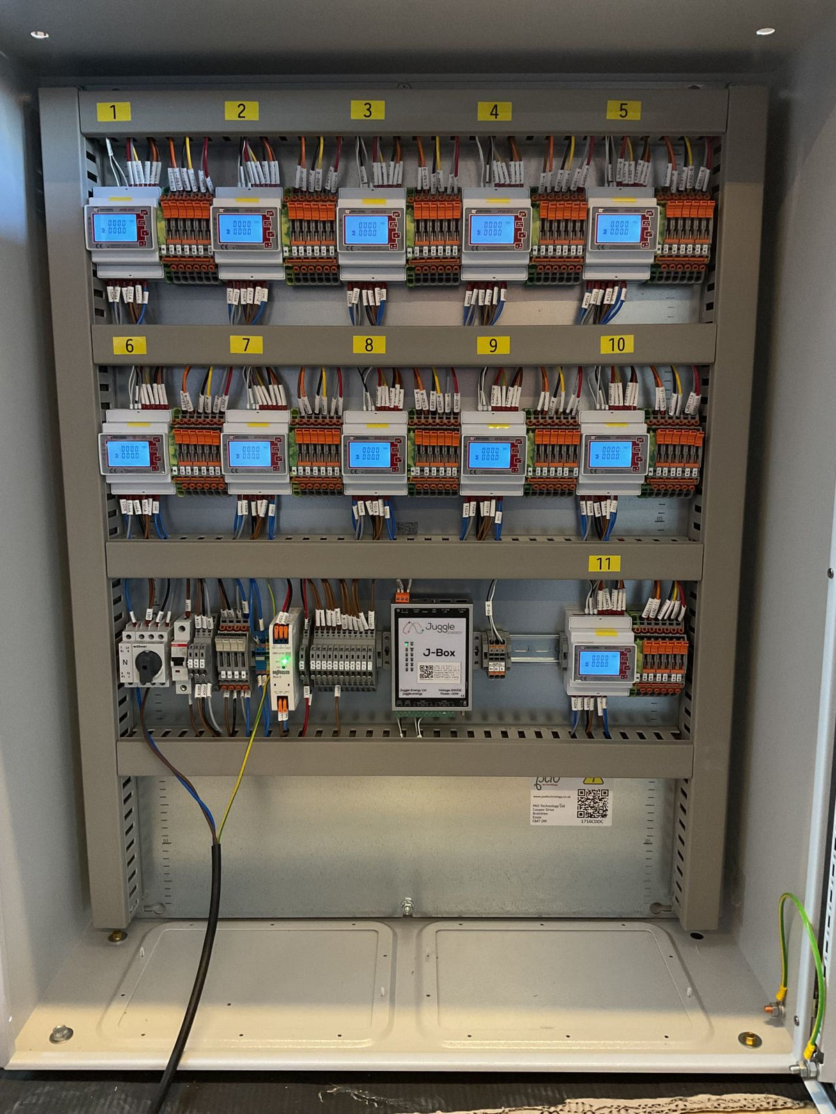 Internal PAD Technology monitoring board with numbered circuits