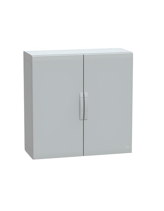 NSYPLA10104G Schneider Thalassa PLA GRP - NSYPLA GRP 1000H x 1000W x 420mmD Floor Standing Enclosure with Double Plain Grey Doors; IP65; RAL7035