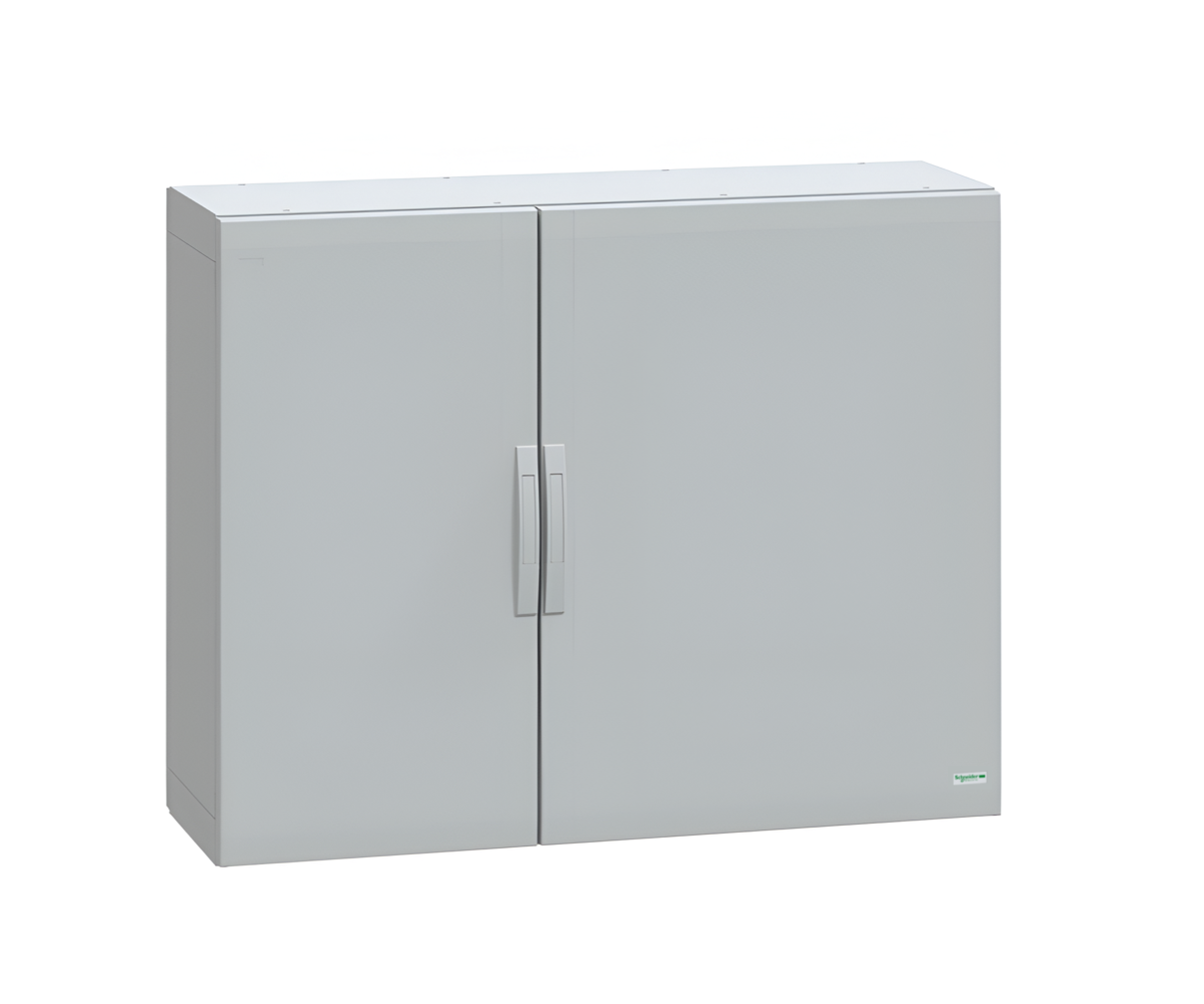 Schneider Thalassa PLA GRP - NSYPLA GRP 1000H x 1250W x 420mmD Floor Standing Enclosure with Double Plain Grey Doors; IP65; RAL7035 - NSYPLA10124G