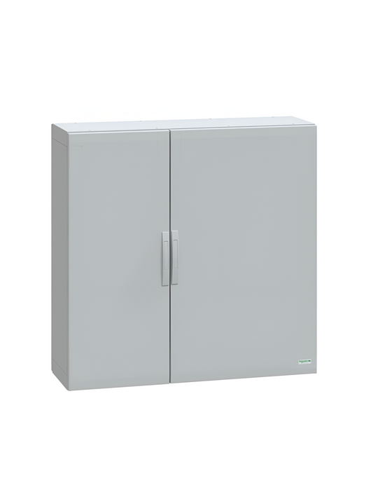 Schneider Thalassa PLA GRP - NSYPLA GRP 1250H x 1250W x 420mmD Floor Standing Enclosure with Double Plain Grey Doors; IP65; RAL7035 - NSYPLA12124G