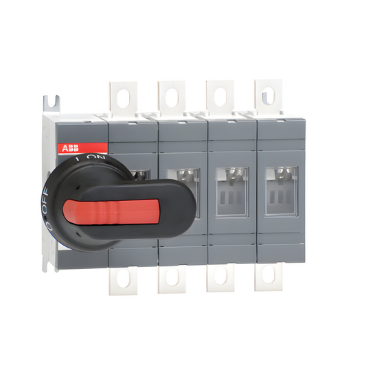 200A 4 Pole Isolator for Base Mounting; Handle on Left Hand Side; Switch Supplied with 210mm Shaft and OHB65J6 Handle.