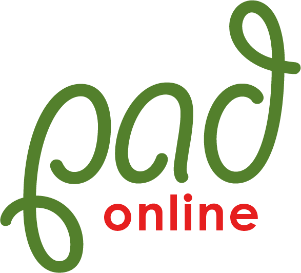 pad online logo green and red text