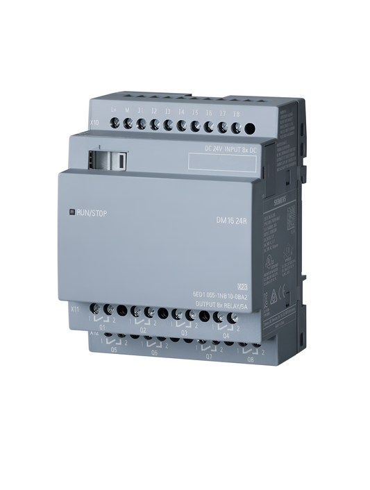 Siemens LOGO! Series I/O module for Use with LOGO! 8, LOGO! 8.2, 24 V dc Supply, Relay Output, 8-Input, Digital Input (6ED1055-1NB10-0BA2)