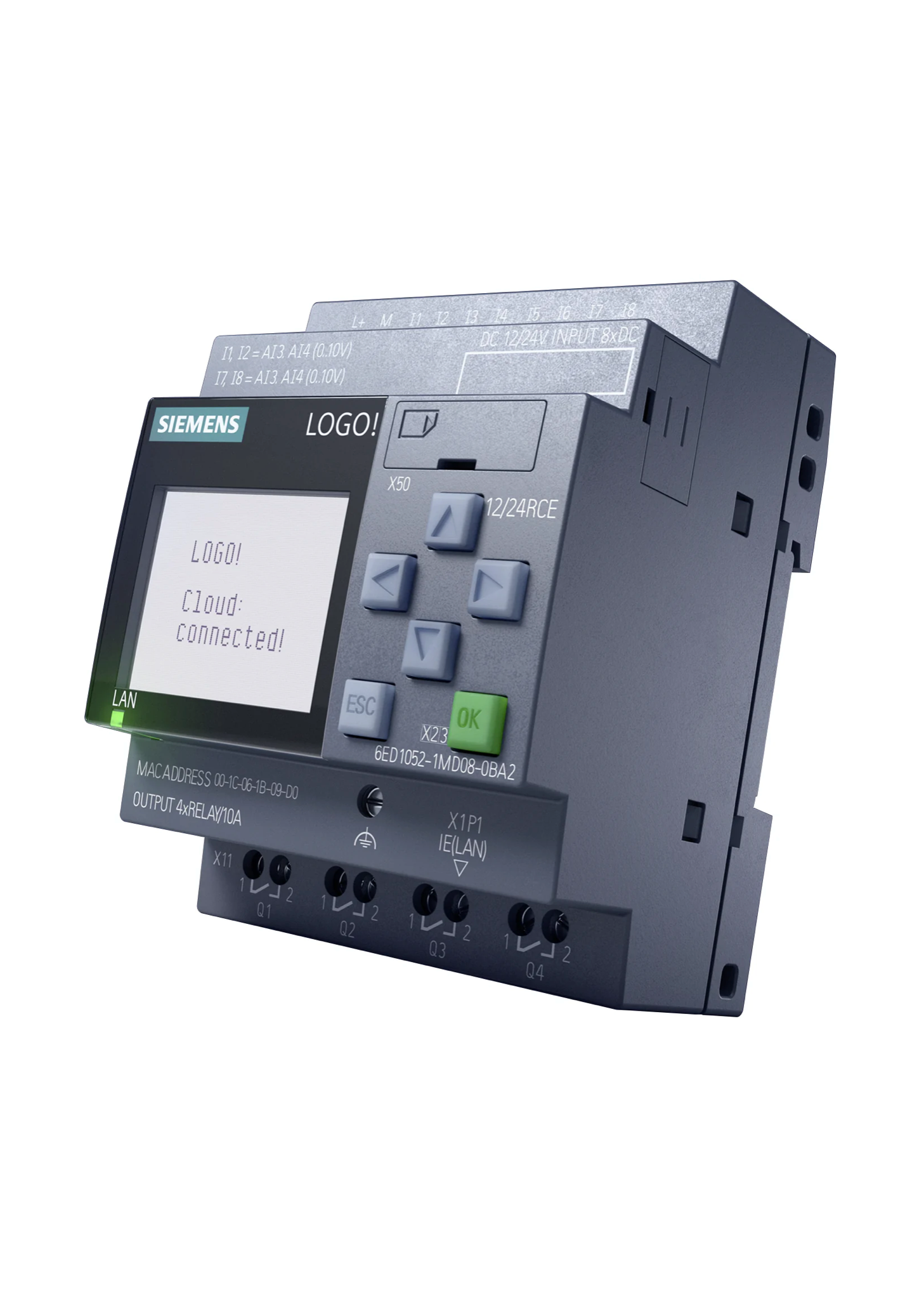 Siemens LOGO! Series Logic Module for Use with LOGO! 8.4, 12 V dc, 24 ...