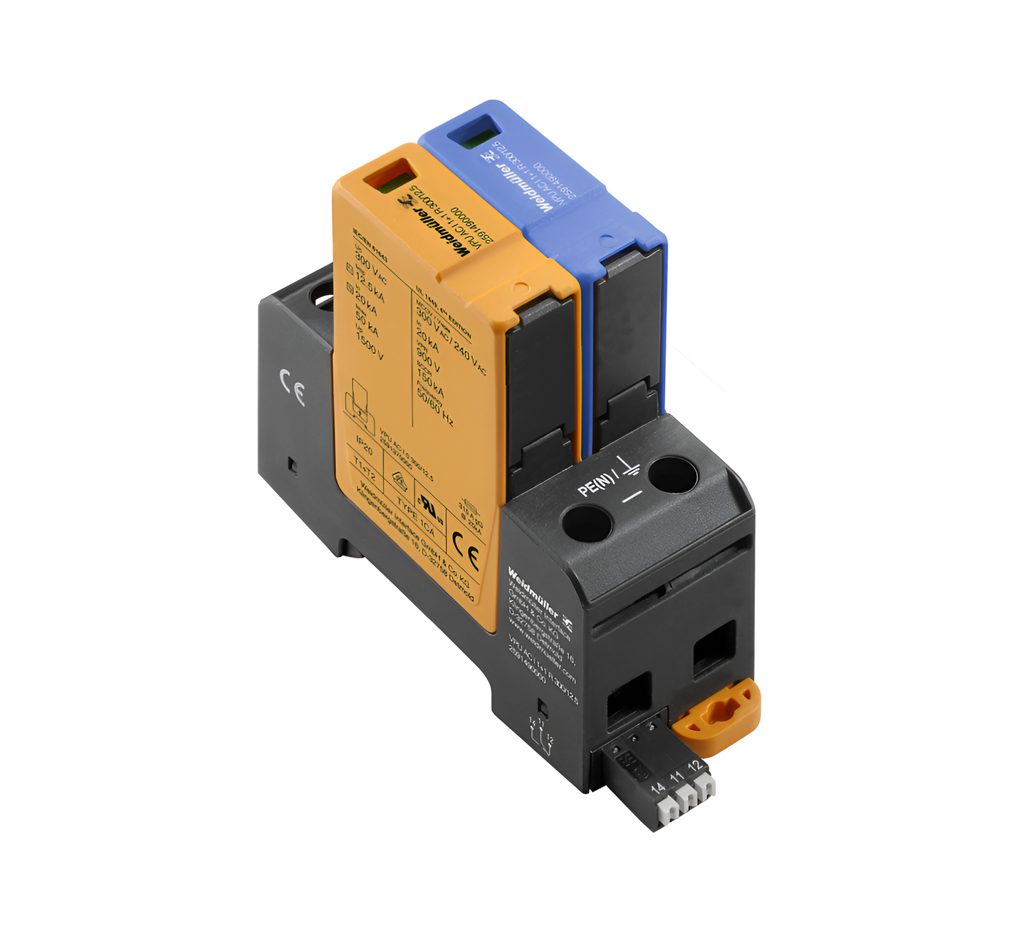 Weidmüller - VPU AC I 1+1 R 300/12.5 - Surge voltage arrester, Low voltage, TN-C, TN-C-S, TN-S, TT, TN, IT with N, IT without N (2591490000)