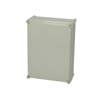 Fibox ARCA 3828 13 G polycarbonate enclosure 5330363 front view - solid grey IP66 IP67 cover 380x280x130mm