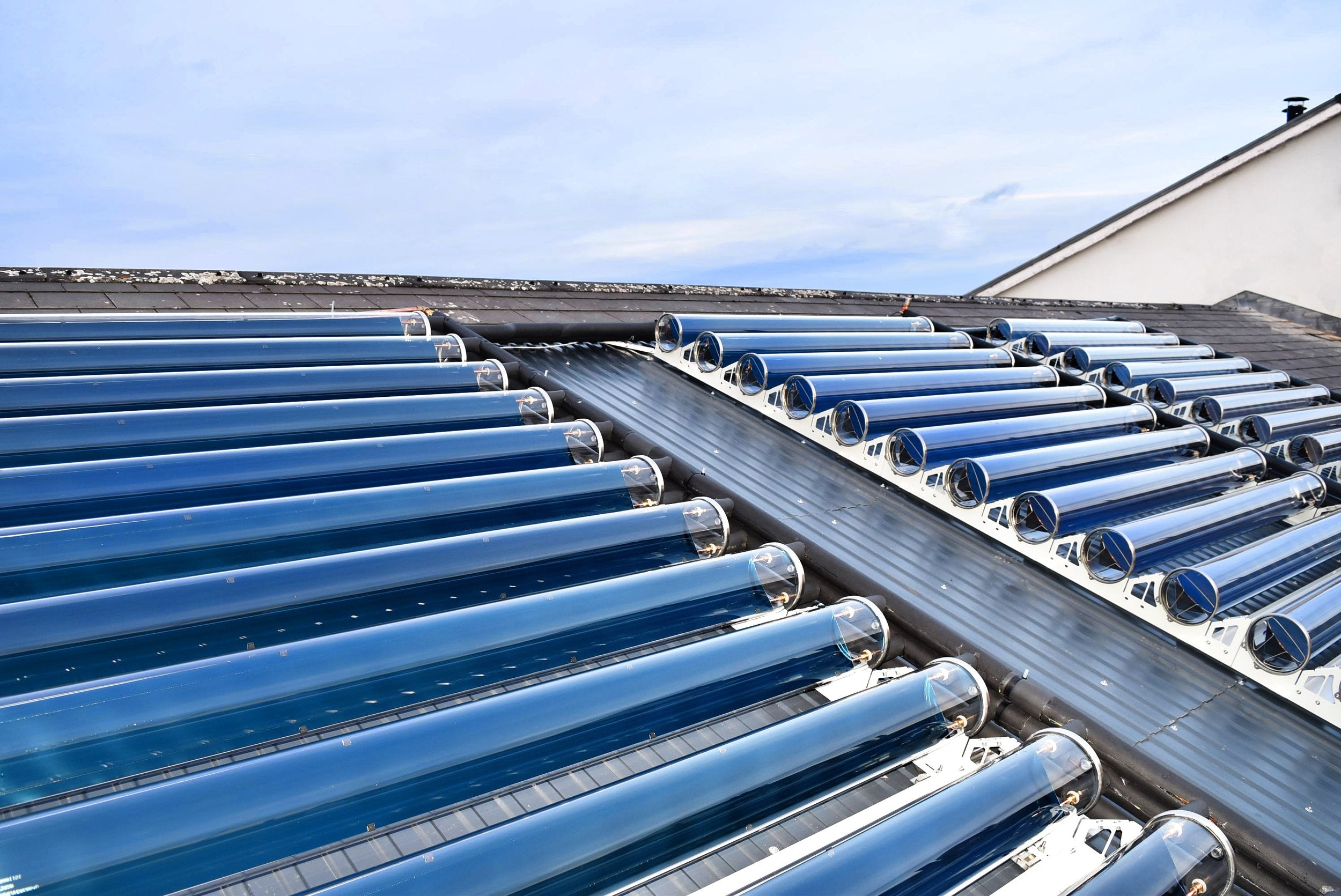 Virtu solar energy tubes from Naked Energy on rooftop